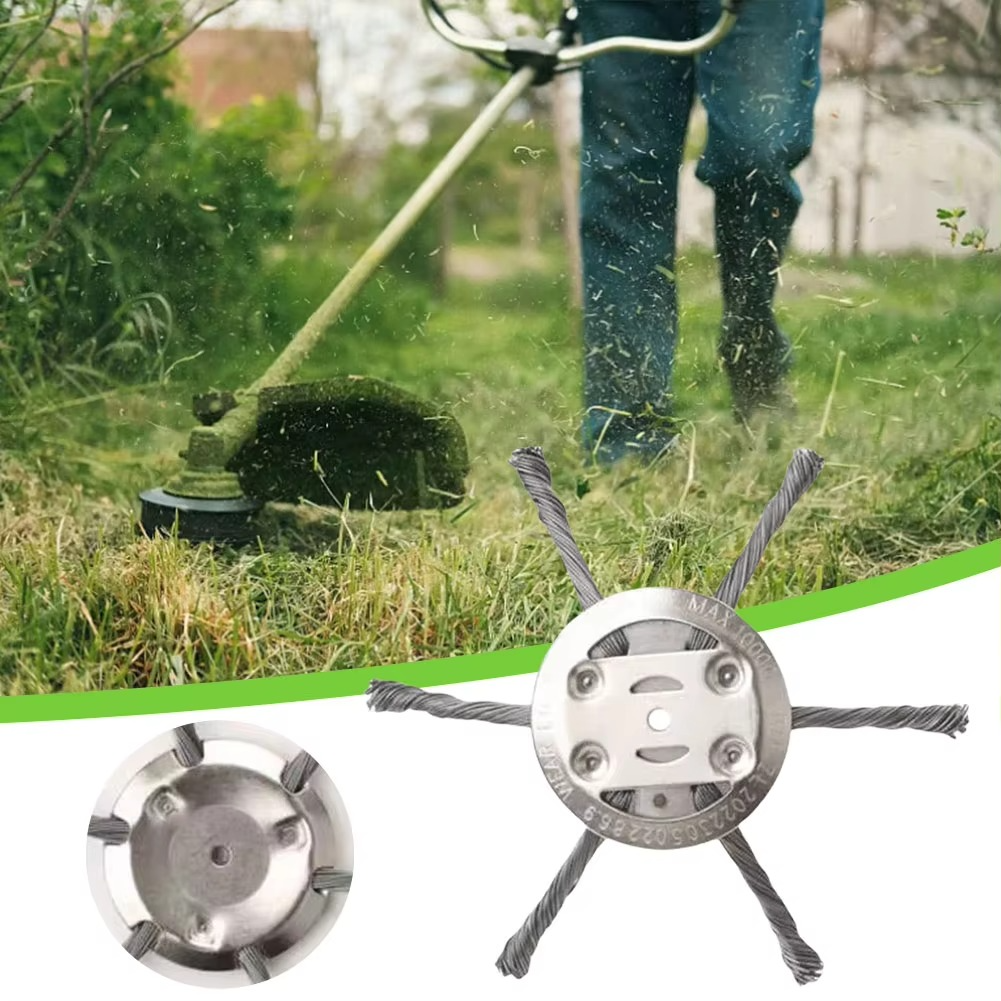 Steel Weed Brush for Trimmer Universal | Powerful Garden Brush for Hard Surfaces | Professional Trimmer Attachment for Grass Moss Weeds | Durable Weed Remover for Cultivator | Sansoti
