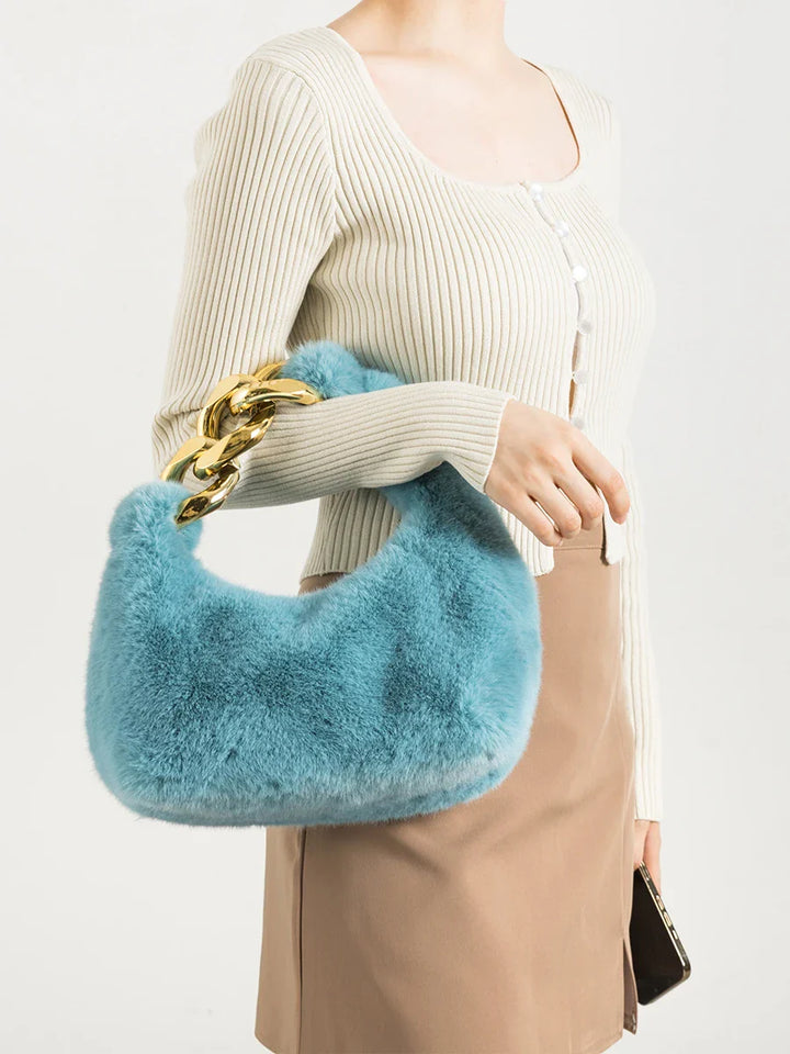 Plush – Faux Fur Mini Shoulder Bag with Chain Handle