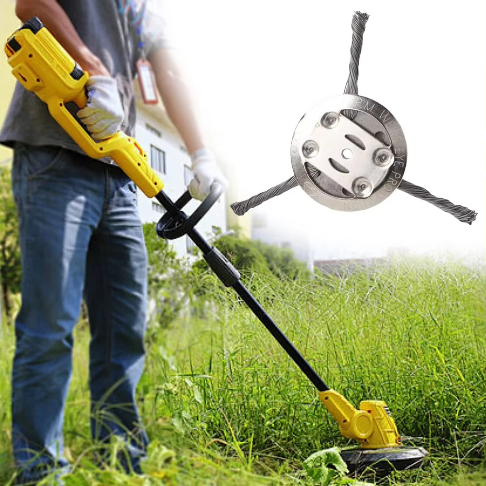 Steel Weed Brush for Trimmer Universal | Powerful Garden Brush for Hard Surfaces | Professional Trimmer Attachment for Grass Moss Weeds | Durable Weed Remover for Cultivator | Sansoti