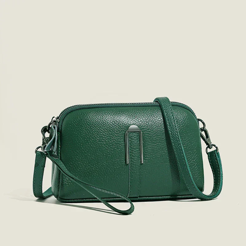 Celia – Small Leather Crossbody Bag with Wristlet Strap