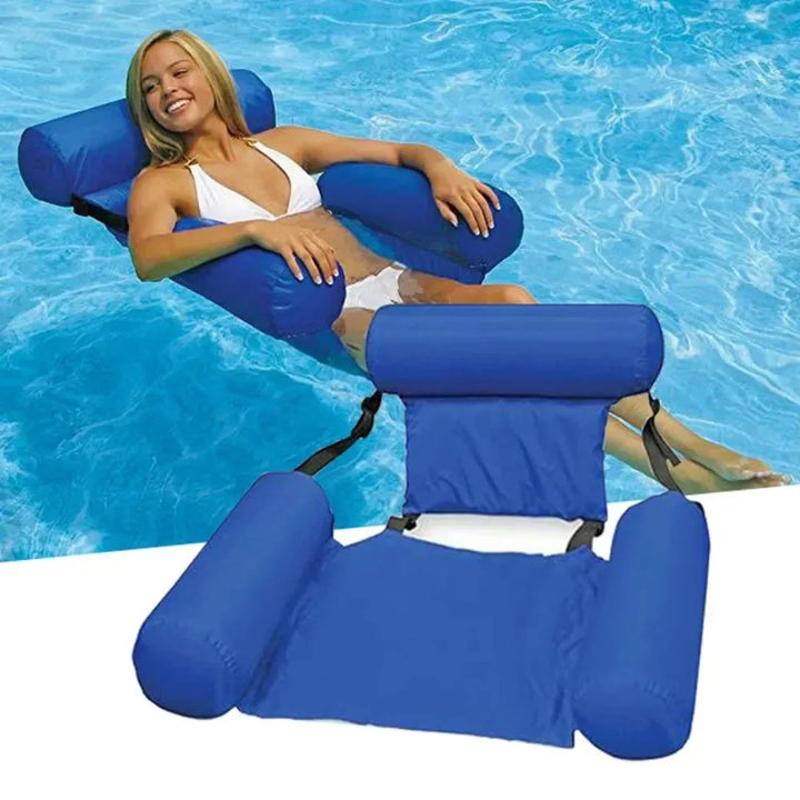Luxury Inflatable Water Chair with Backrest - Floating Lounge Chair for Pool and Lake