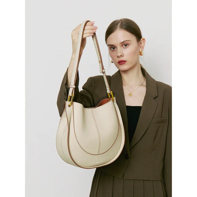 Lune – Women's Leather Hobo Shoulder Bag, Slouchy Purse