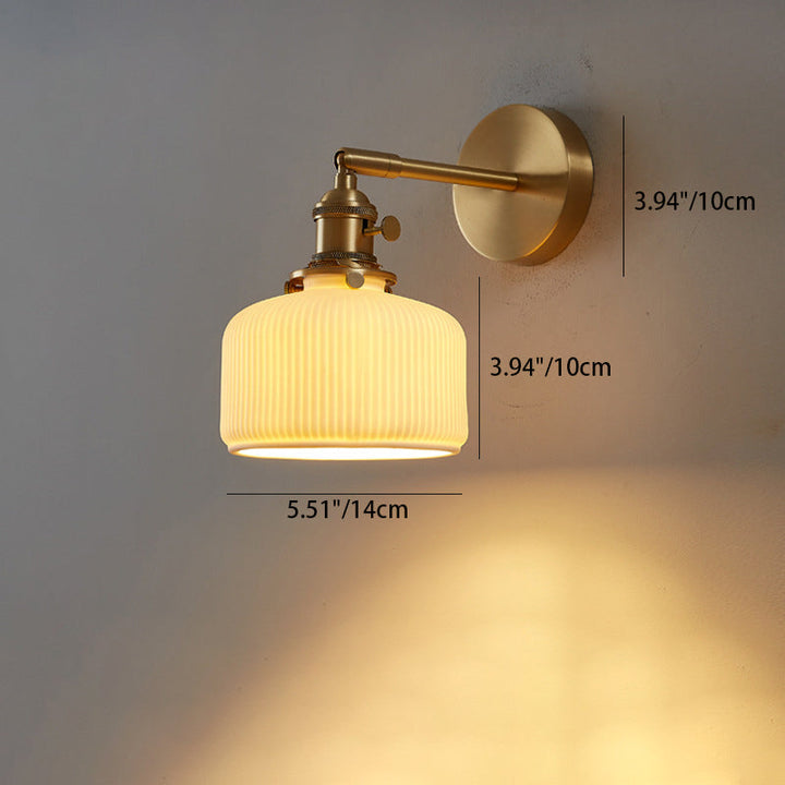 Modern Minimalist Striped Ceramic Jar 1-Light Wall Lamp