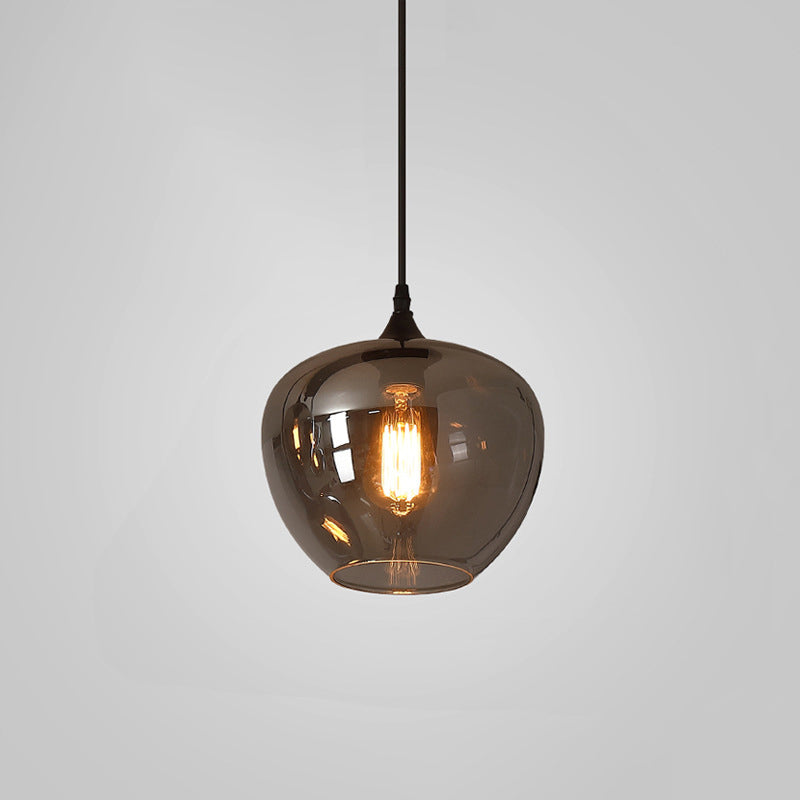Modern Smoke Gray Glass 1-Bulb LED Pendant Lamp