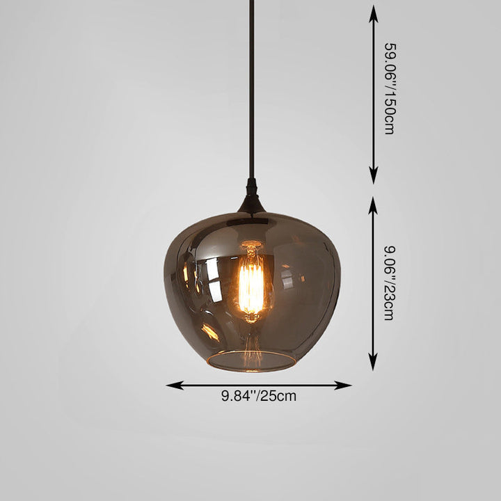 Modern Smoke Gray Glass 1-Bulb LED Pendant Lamp