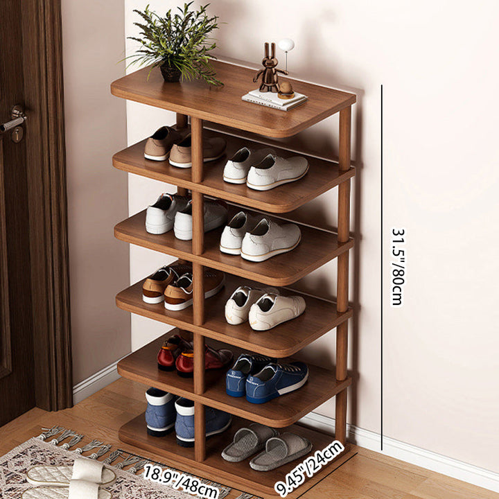 Modern Minimalist Rectangular Cylinder MDF Pine Shoe Rack 6/7 Shelves for Entrances