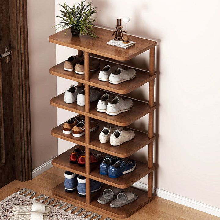 Modern Minimalist Rectangular Cylinder MDF Pine Shoe Rack 6/7 Shelves for Entrances