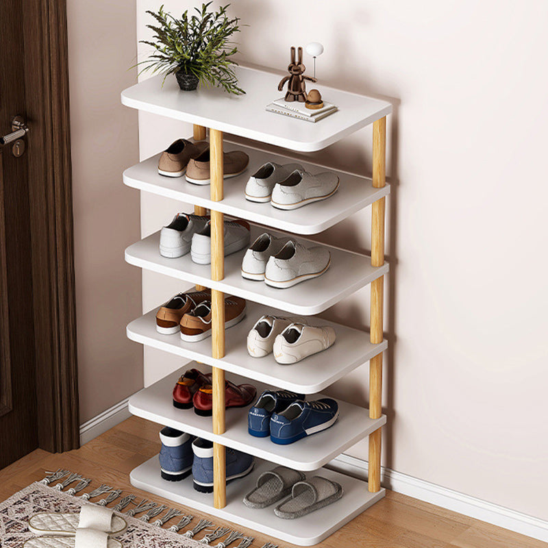 Modern Minimalist Rectangular Cylinder MDF Pine Shoe Rack 6/7 Shelves for Entrances