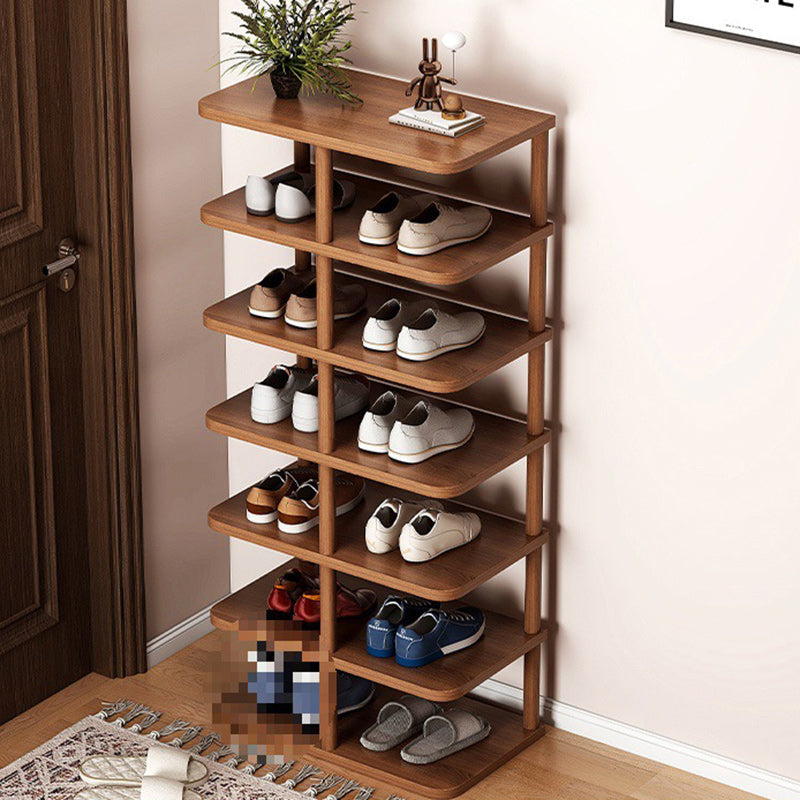 Modern Minimalist Rectangular Cylinder MDF Pine Shoe Rack 6/7 Shelves for Entrances