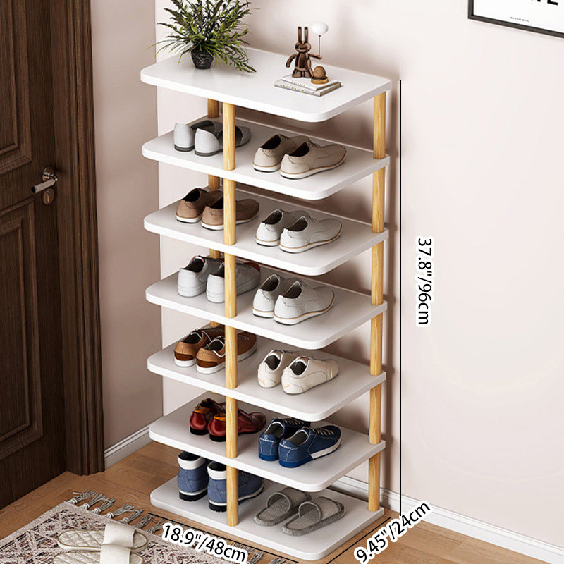 Modern Minimalist Rectangular Cylinder MDF Pine Shoe Rack 6/7 Shelves for Entrances