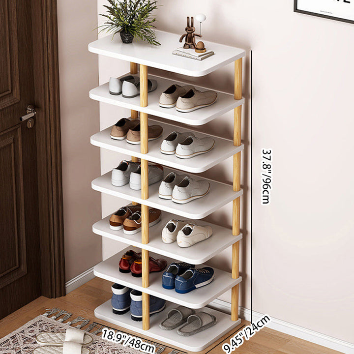 Modern Minimalist Rectangular Cylinder MDF Pine Shoe Rack 6/7 Shelves for Entrances