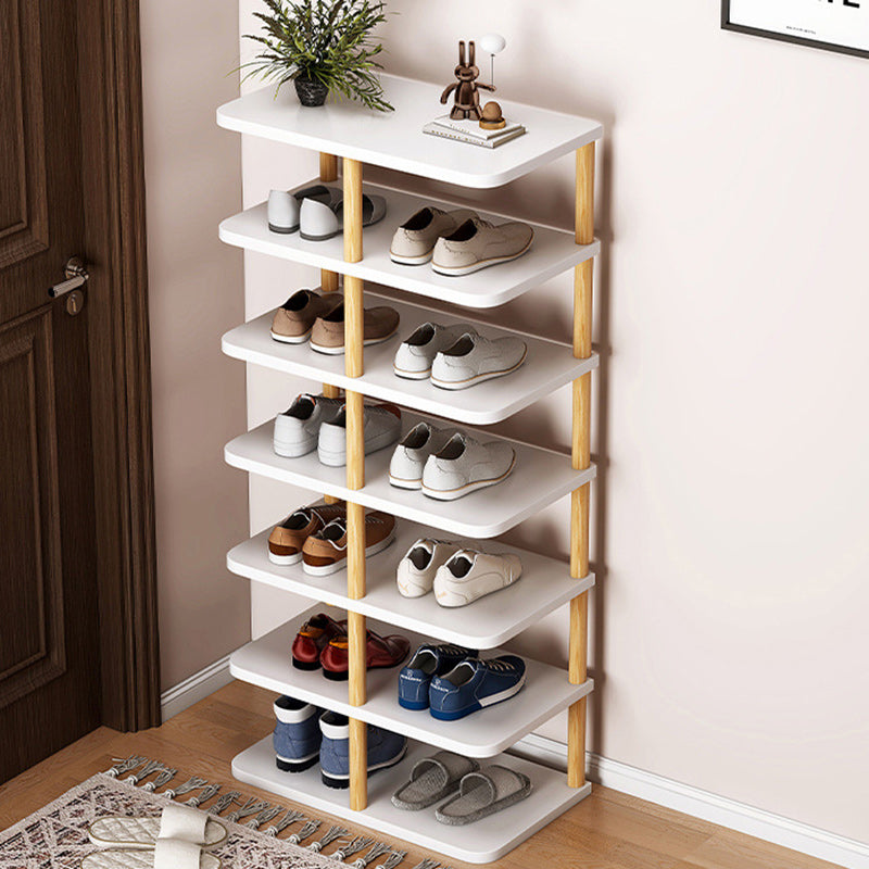 Modern Minimalist Rectangular Cylinder MDF Pine Shoe Rack 6/7 Shelves for Entrances