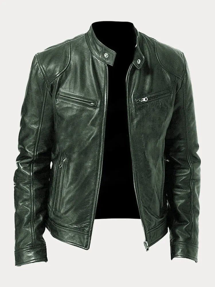 Ansel | Mens Biker Jacket with Snap Collar — Classic Biker Look in 10 Colors S–3XL | Westmere