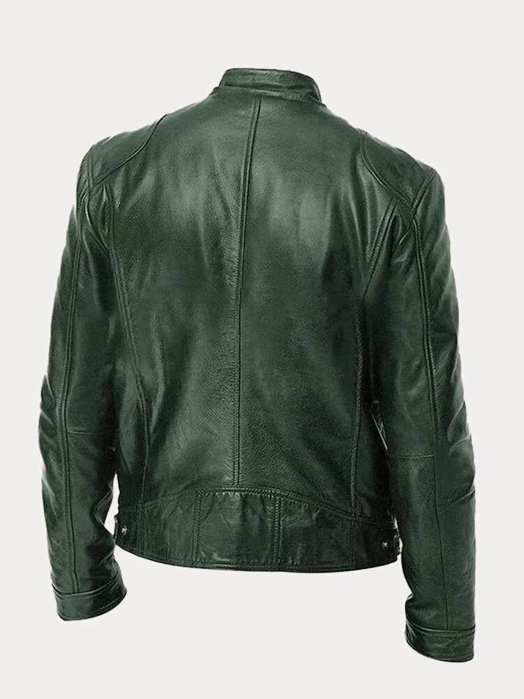 Ansel | Mens Biker Jacket with Snap Collar — Classic Biker Look in 10 Colors S–3XL | Westmere