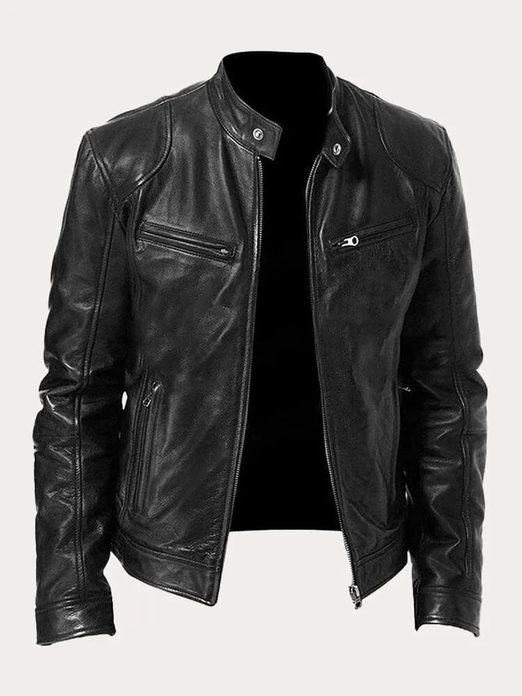 Ansel | Mens Biker Jacket with Snap Collar — Classic Biker Look in 10 Colors S–3XL | Westmere