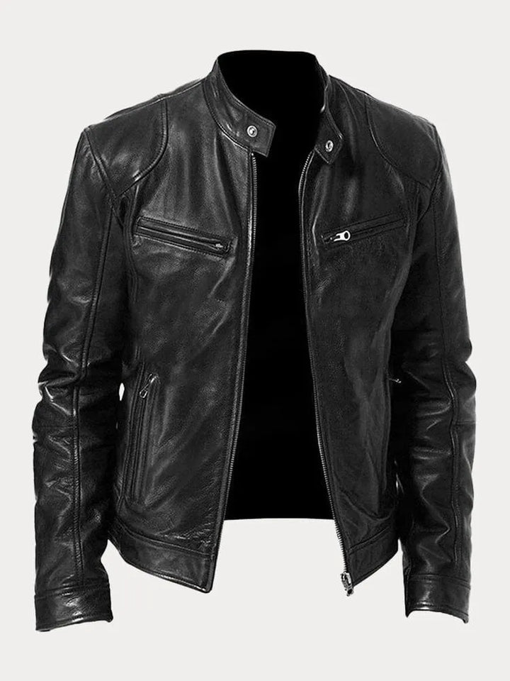 Ansel | Mens Biker Jacket with Snap Collar — Classic Biker Look in 10 Colors S–3XL | Westmere