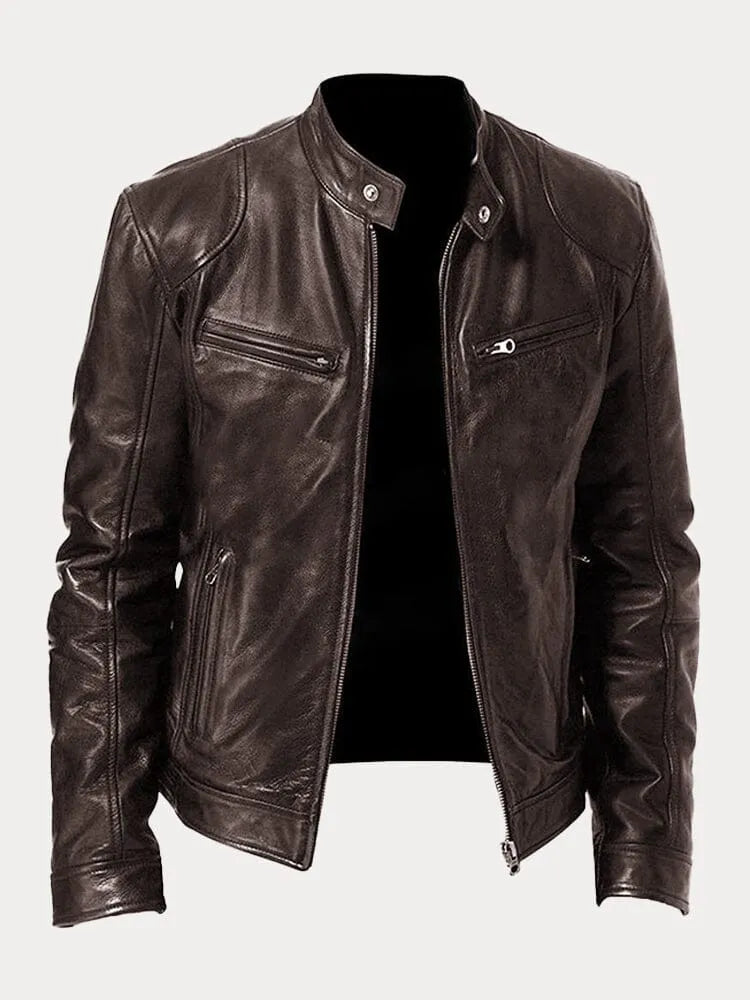 Ansel | Mens Biker Jacket with Snap Collar — Classic Biker Look in 10 Colors S–3XL | Westmere