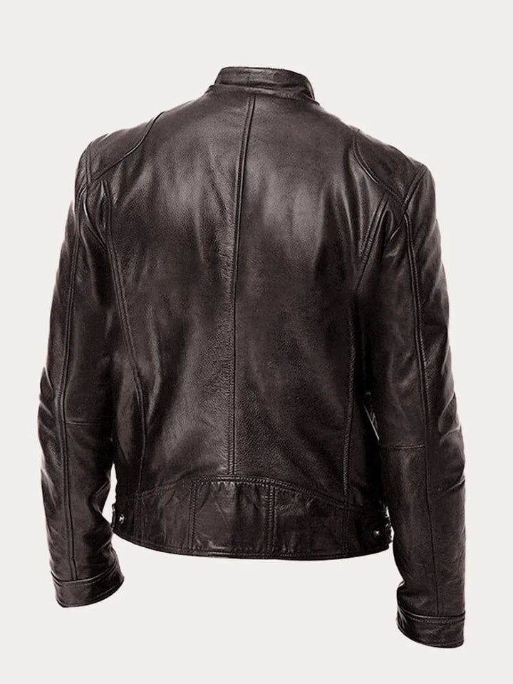 Ansel | Mens Biker Jacket with Snap Collar — Classic Biker Look in 10 Colors S–3XL | Westmere