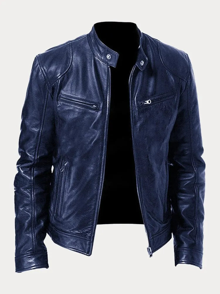 Ansel | Mens Biker Jacket with Snap Collar — Classic Biker Look in 10 Colors S–3XL | Westmere