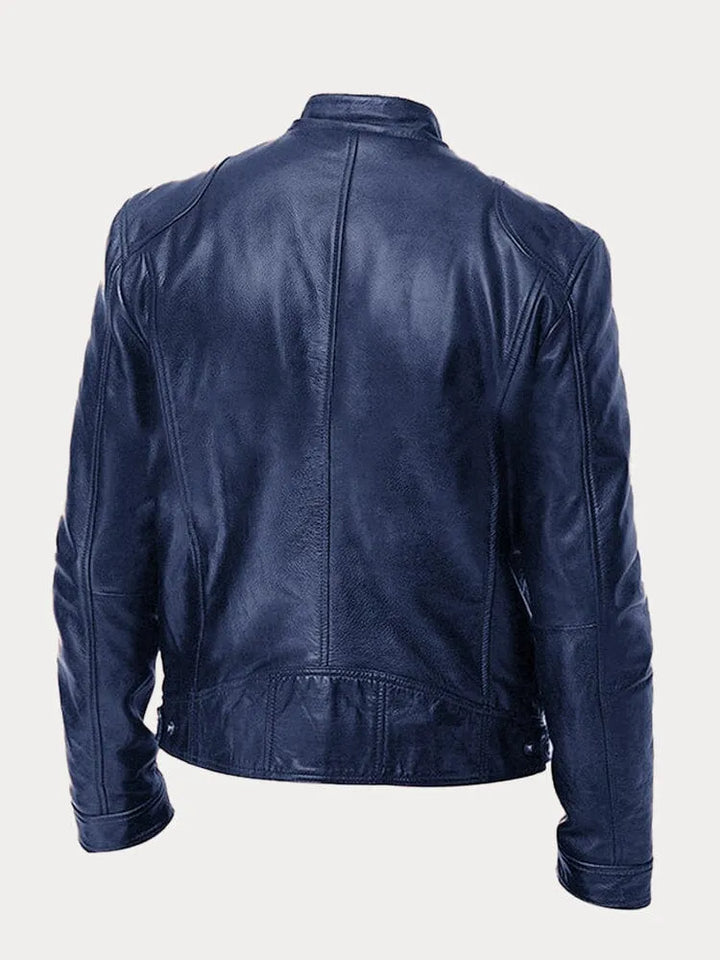 Ansel | Mens Biker Jacket with Snap Collar — Classic Biker Look in 10 Colors S–3XL | Westmere