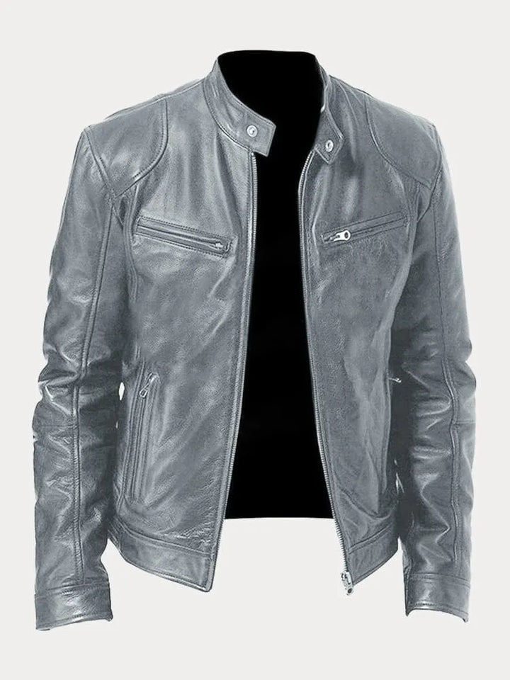 Ansel | Mens Biker Jacket with Snap Collar — Classic Biker Look in 10 Colors S–3XL | Westmere