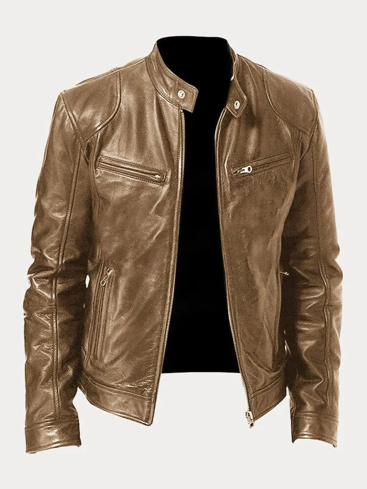 Ansel | Mens Biker Jacket with Snap Collar — Classic Biker Look in 10 Colors S–3XL | Westmere