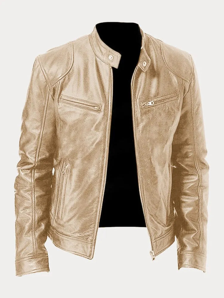 Ansel | Mens Biker Jacket with Snap Collar — Classic Biker Look in 10 Colors S–3XL | Westmere
