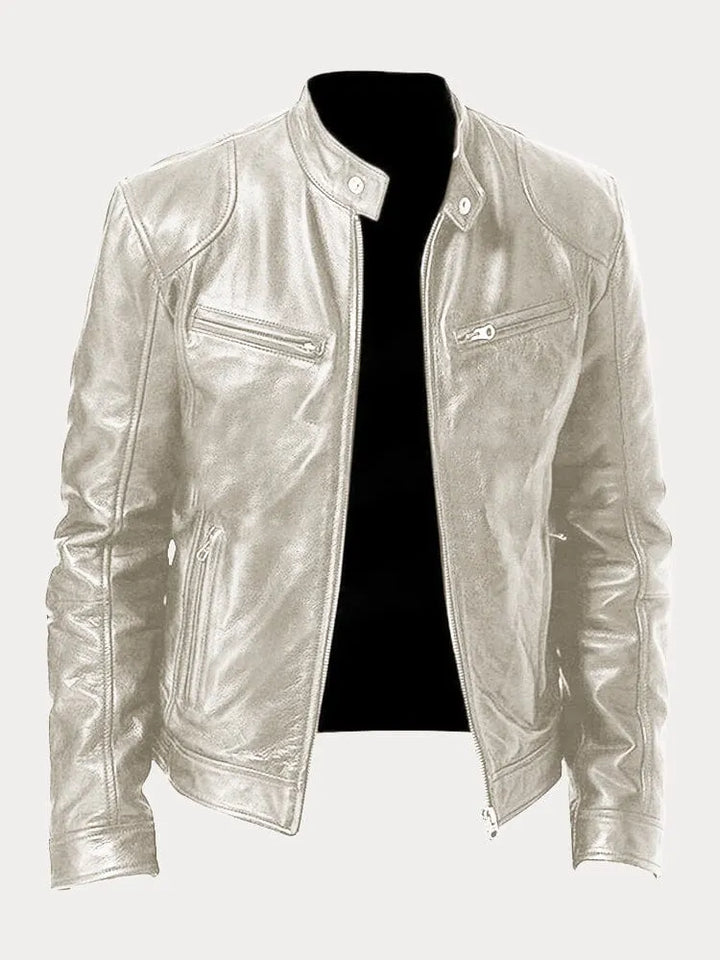 Ansel | Mens Biker Jacket with Snap Collar — Classic Biker Look in 10 Colors S–3XL | Westmere