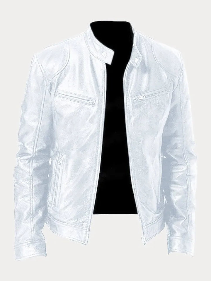 Ansel | Mens Biker Jacket with Snap Collar — Classic Biker Look in 10 Colors S–3XL | Westmere