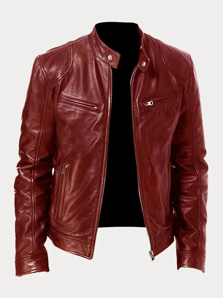 Ansel | Mens Biker Jacket with Snap Collar — Classic Biker Look in 10 Colors S–3XL | Westmere
