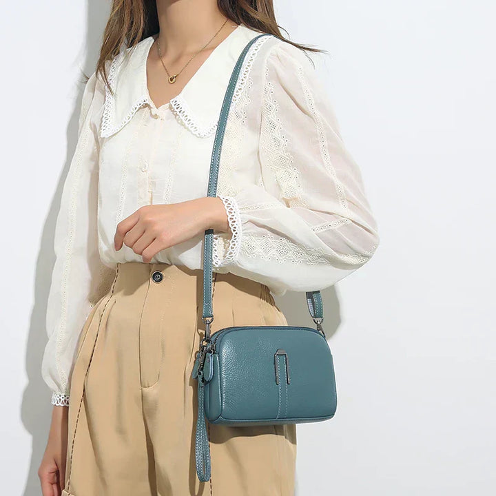Celia – Small Leather Crossbody Bag with Wristlet Strap