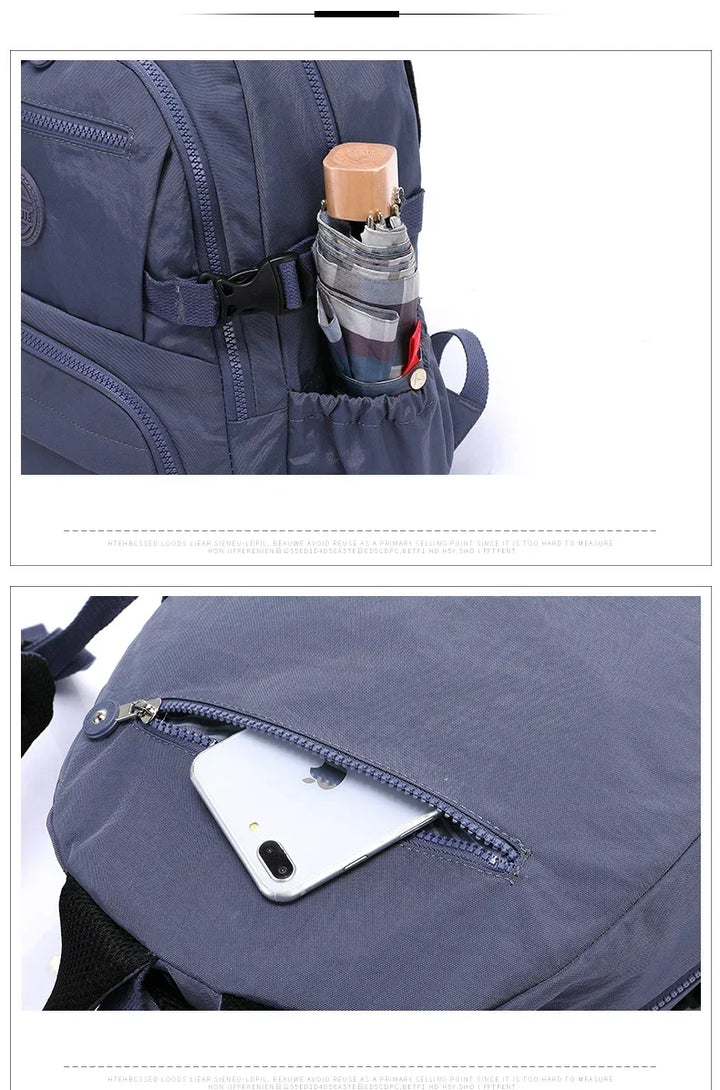 Urban Commuter Nylon Backpack - Durable Water-Resistant Travel Bag for Women