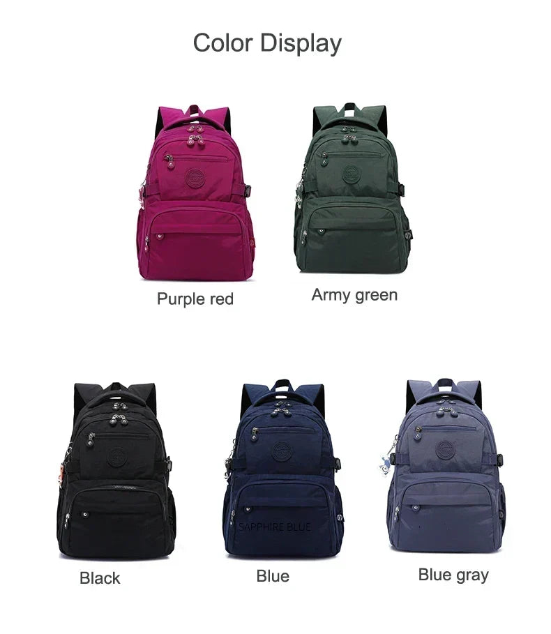 Urban Commuter Nylon Backpack - Durable Water-Resistant Travel Bag for Women