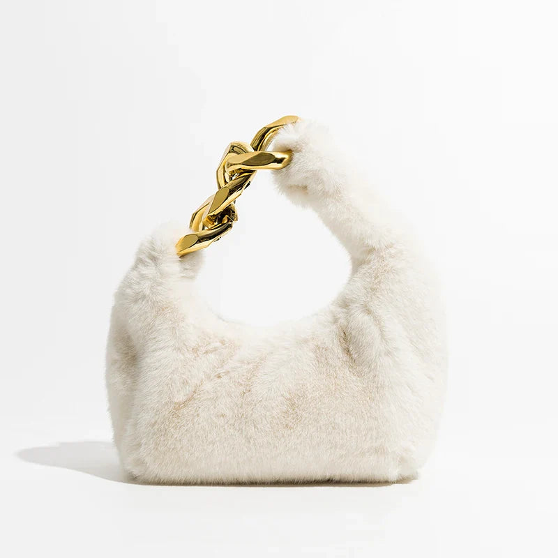 Plush – Faux Fur Mini Shoulder Bag with Chain Handle