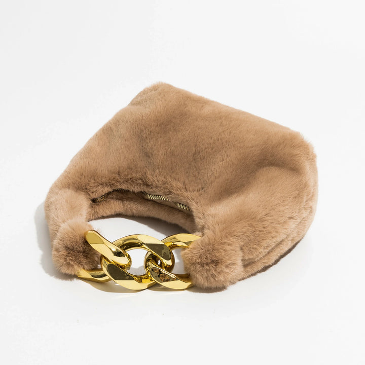 Plush – Faux Fur Mini Shoulder Bag with Chain Handle
