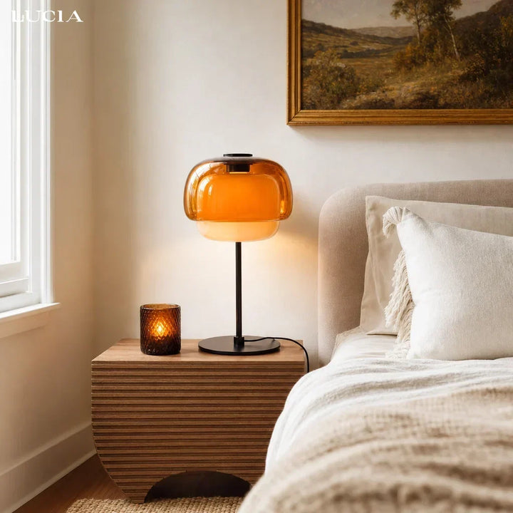 Sanae Modern Retro Double-Dome Colored Glass Table Lamp