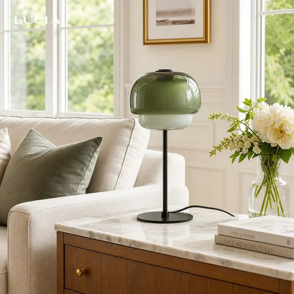 Sanae Modern Retro Double-Dome Colored Glass Table Lamp