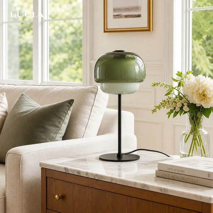 Sanae Modern Retro Double-Dome Colored Glass Table Lamp