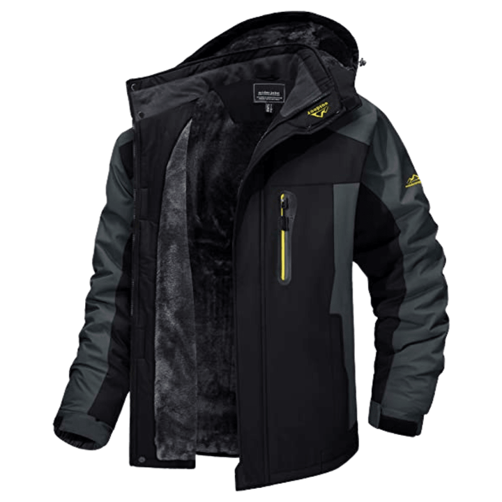 Urban Contrast Hooded Zip Jacket for Men with Multiple Pockets