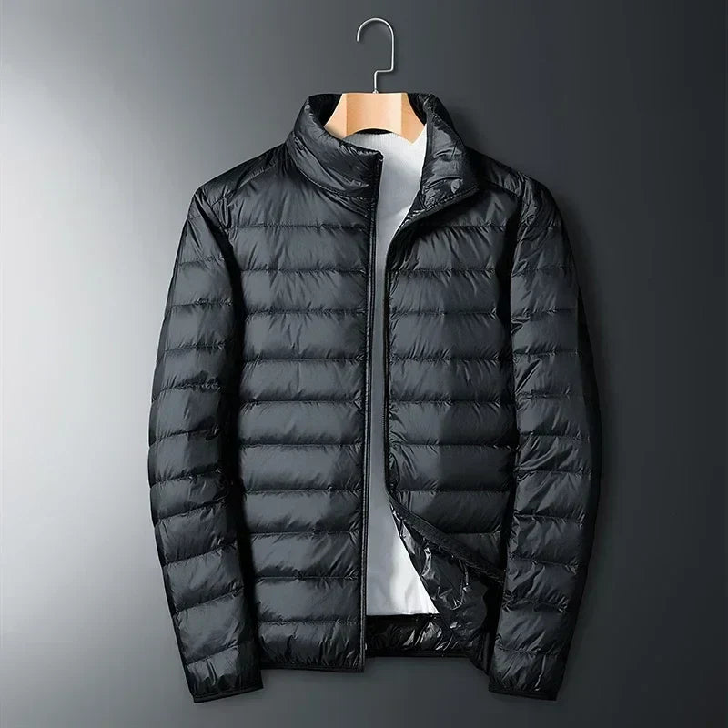 Men's Lightweight Puffer Jacket with Compact Storage Bag
