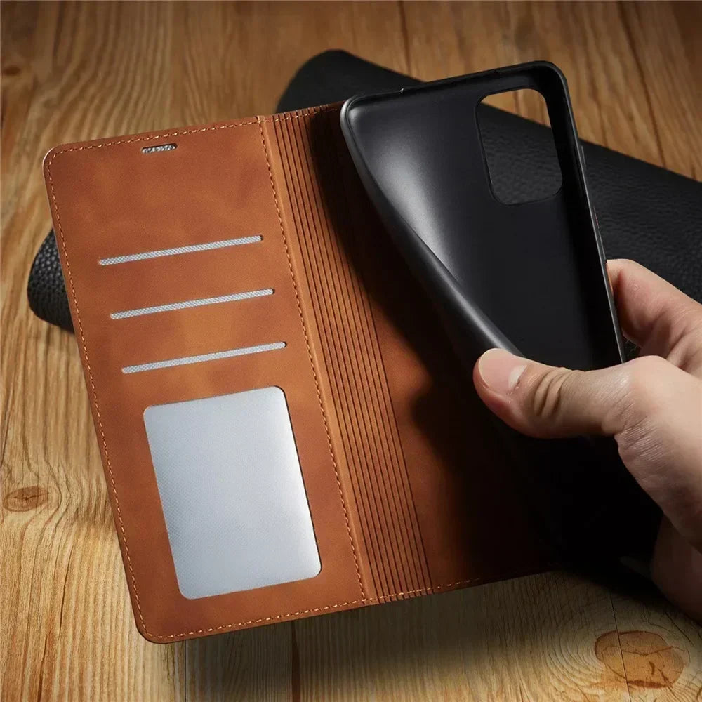 Magnetic Leather Phone Case for Samsung – Stylish Protection with Flip Cover and Card Holder | Sansoti