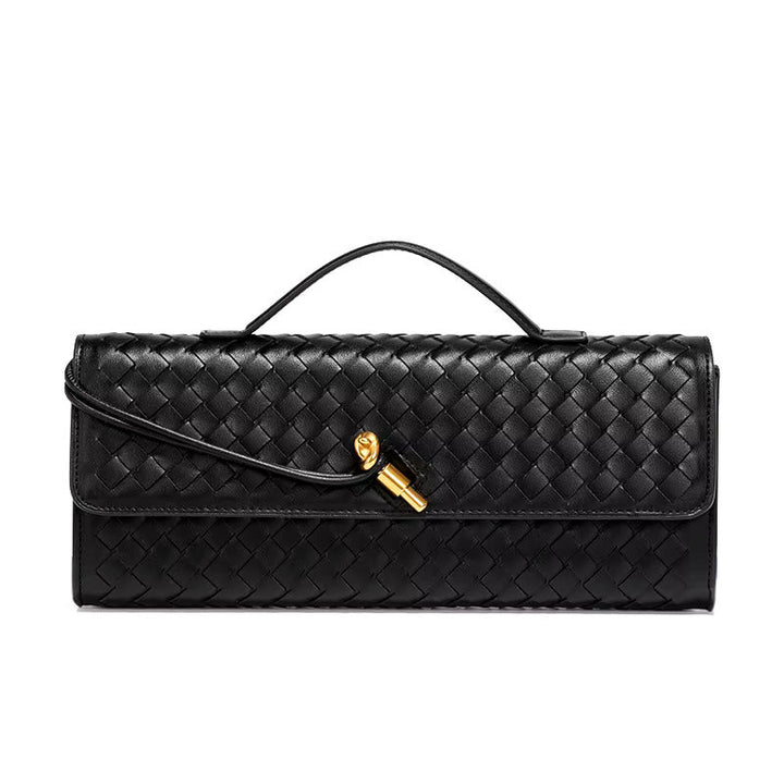Reva – Woven Leather Clutch Bag, Top Handle Evening Purse