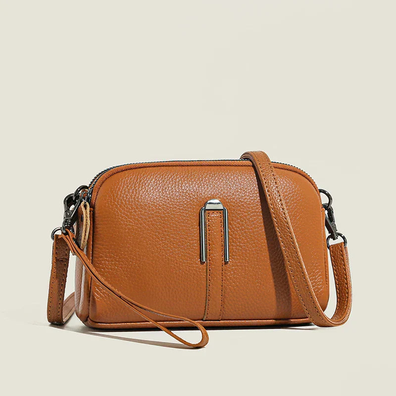 Celia – Small Leather Crossbody Bag with Wristlet Strap