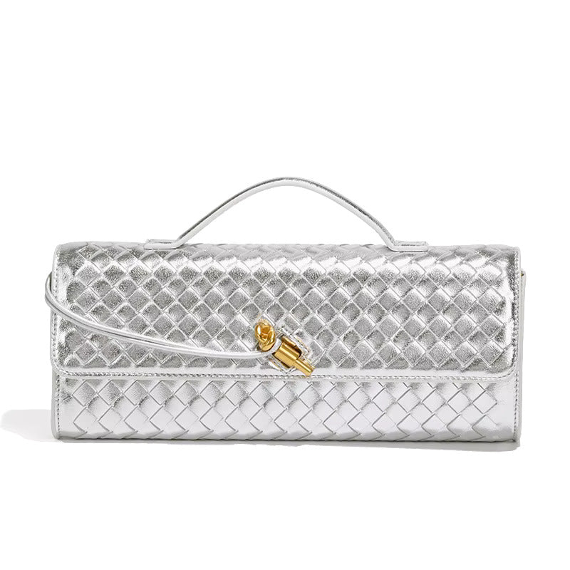Reva – Woven Leather Clutch Bag, Top Handle Evening Purse