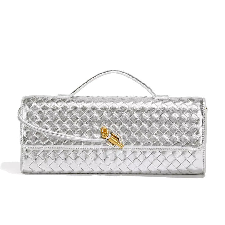 Reva – Woven Leather Clutch Bag, Top Handle Evening Purse