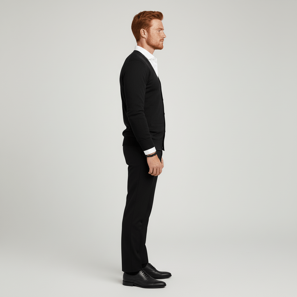 Classic V-Neck Slim-Fit Cardigan with Long Sleeves