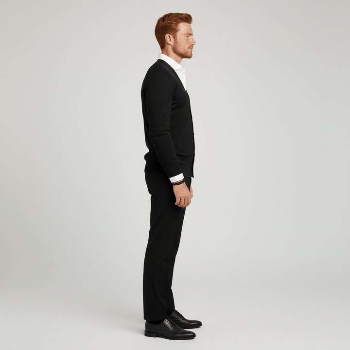 Classic V-Neck Slim-Fit Cardigan with Long Sleeves