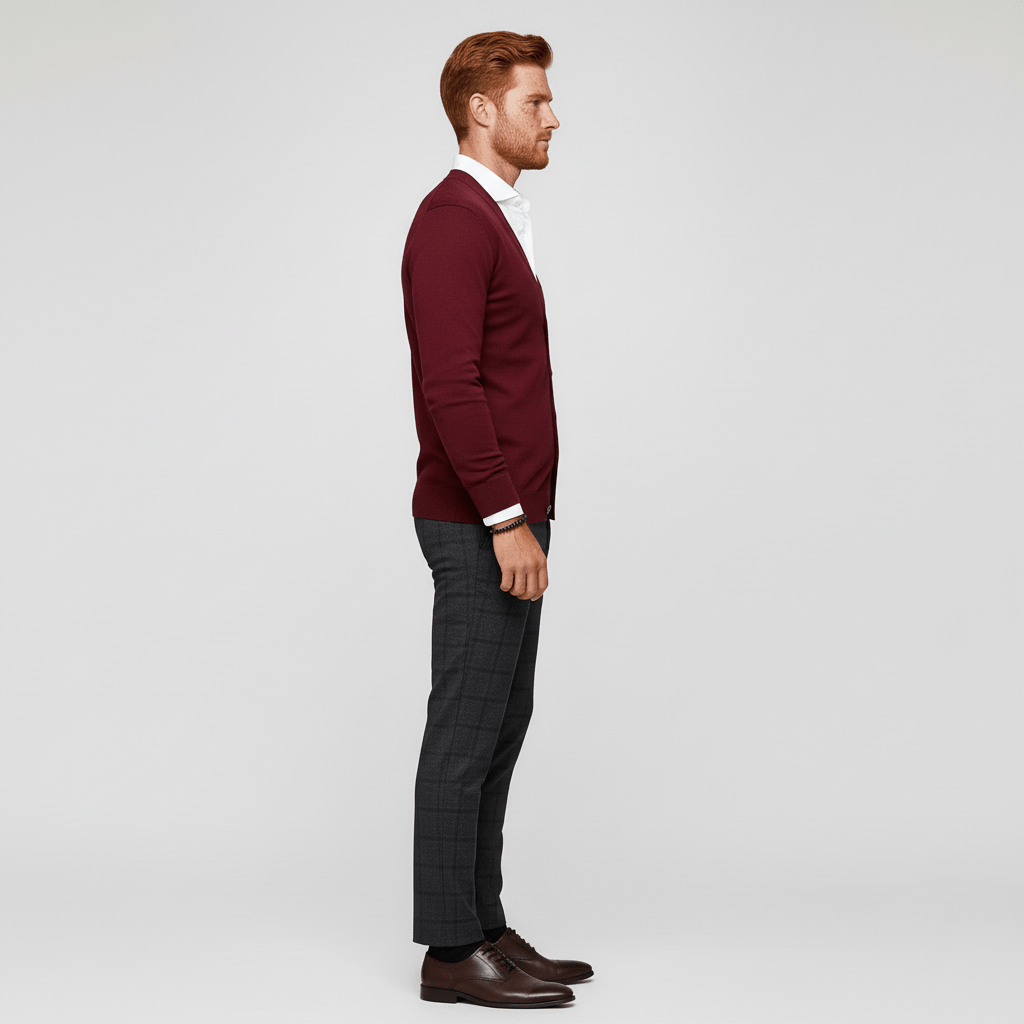 Classic V-Neck Slim-Fit Cardigan with Long Sleeves