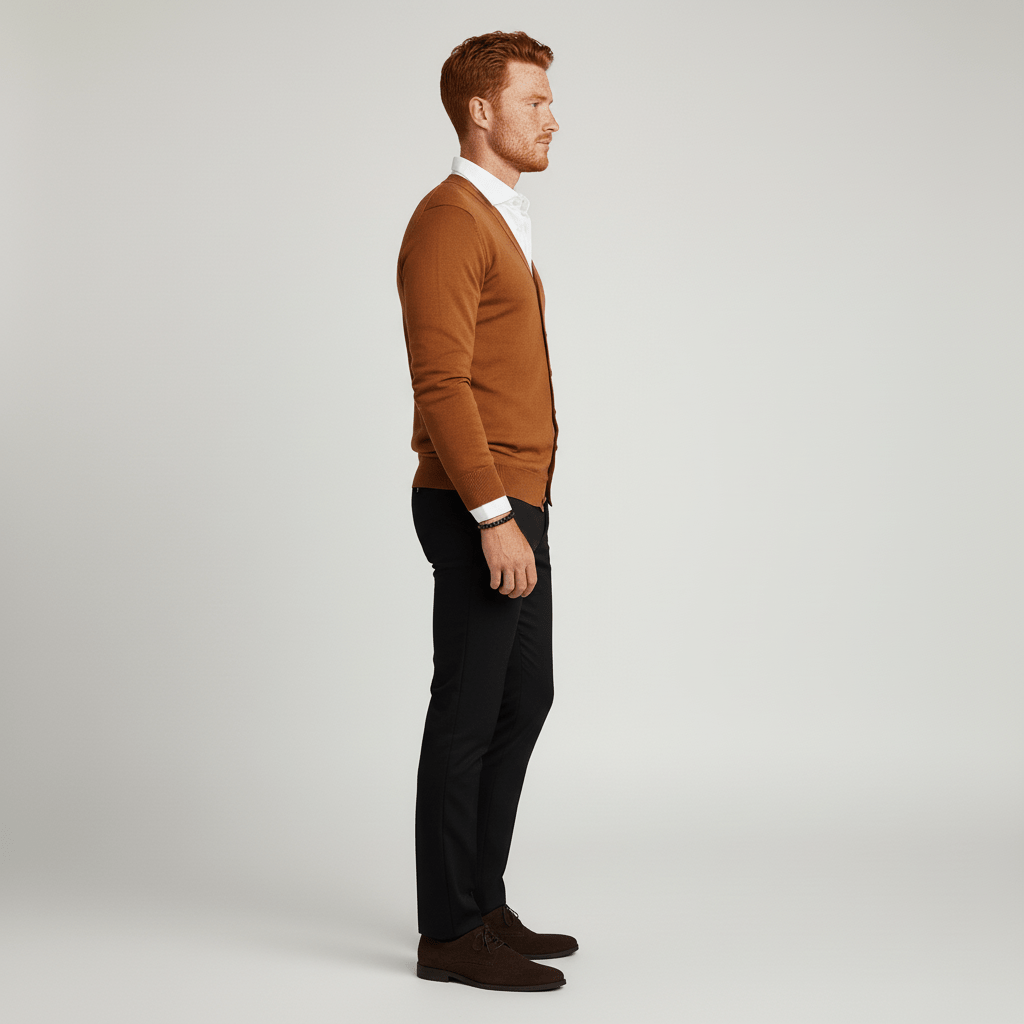 Classic V-Neck Slim-Fit Cardigan with Long Sleeves