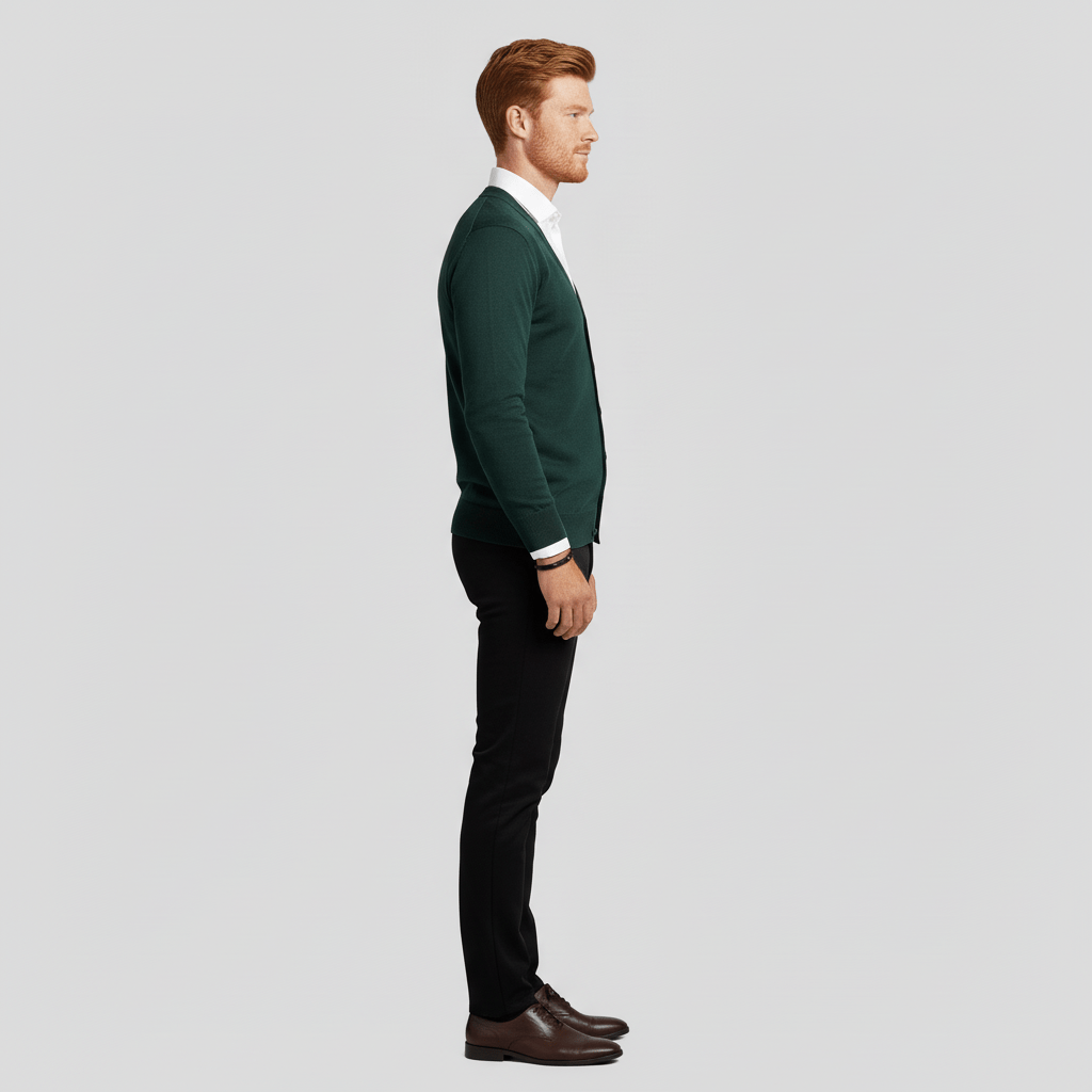 Classic V-Neck Slim-Fit Cardigan with Long Sleeves